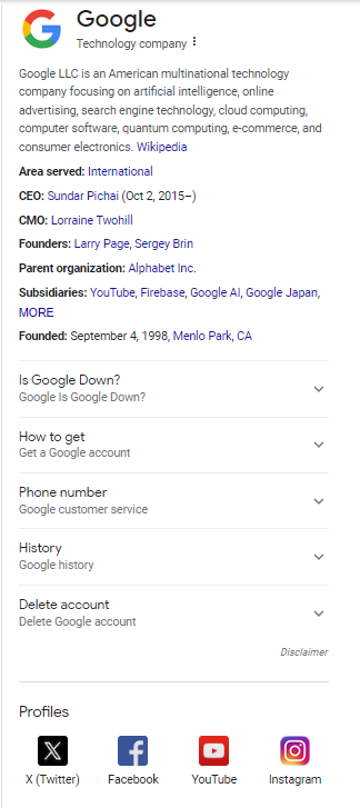 sample knowledge panel